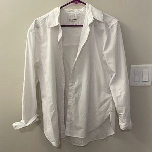 white oversized button up